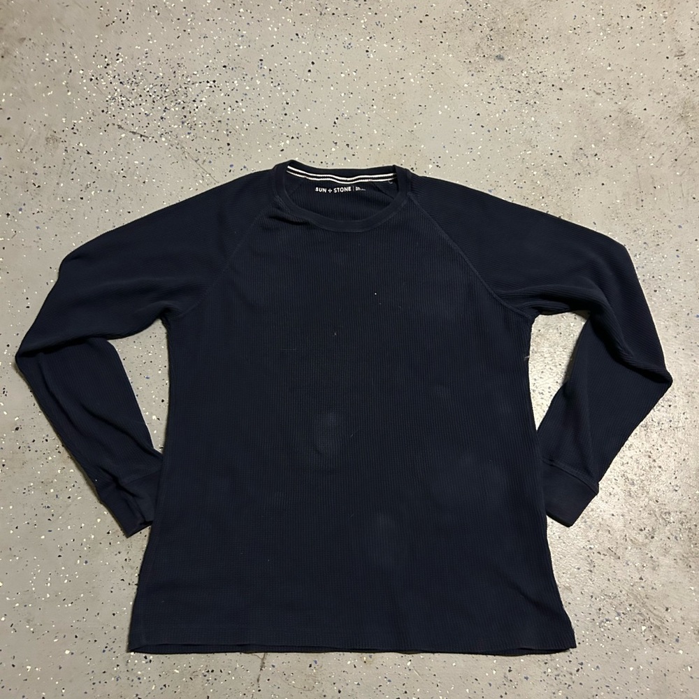 Black Long Sleeve Waffle Knit Shirt